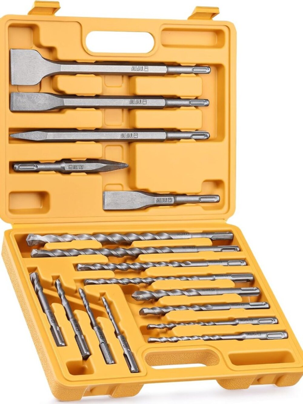 17-Piece SDS Plus Rotary Hammer Drill Bit & Chisel Set - Masonry Tools for